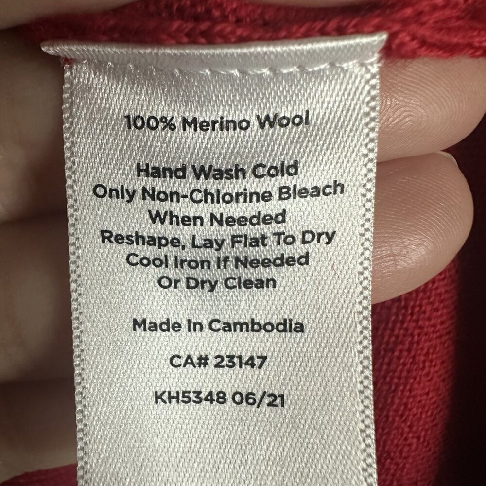 Talbots 100% Merino Wool Red Mock Neck Sweater Women Petite XL PXL Tunic Ribbed - Picture 8 of 8